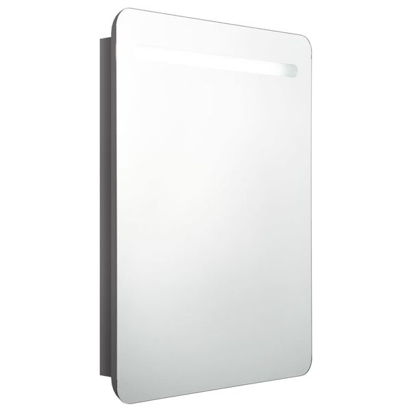 vidaXL Ντουλάπι Μπάνιου με Καθρέφτη & LED Γυαλ. Γκρι 60 x 11 x 80 εκ.