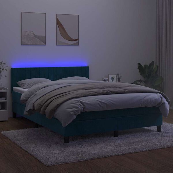 vidaXL &Kappa;&rho;&epsilon;&beta;ά&tau;&iota; Boxspring &mu;&epsilon; &Sigma;&tau;&rho;ώ&mu;&alpha; & LED &Sigma;&kappa;. &Mu;&pi;&lambda;&epsilon; 140x200&epsilon;&kappa;. &Beta;&epsilon;&lambda;&omicron;ύ&delta;&iota;&nu;&omicron;