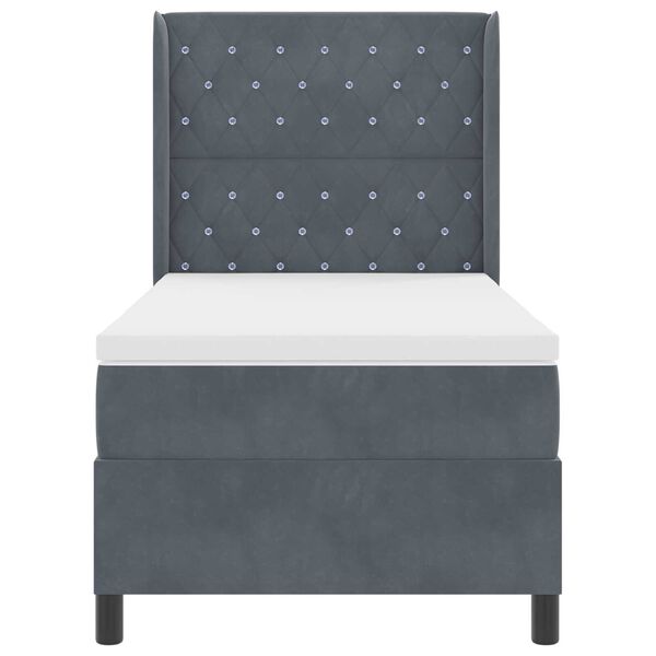 vidaXL Κρεβάτι Box Spring LED με Στρώμα Σκούρο γκρι 100 x 200 cm
