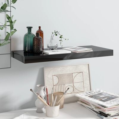 vidaXL Ράφι Τοίχου Γυαλιστερό Μαύρο 60 x 23,5 x 3,8 εκ. MDF
