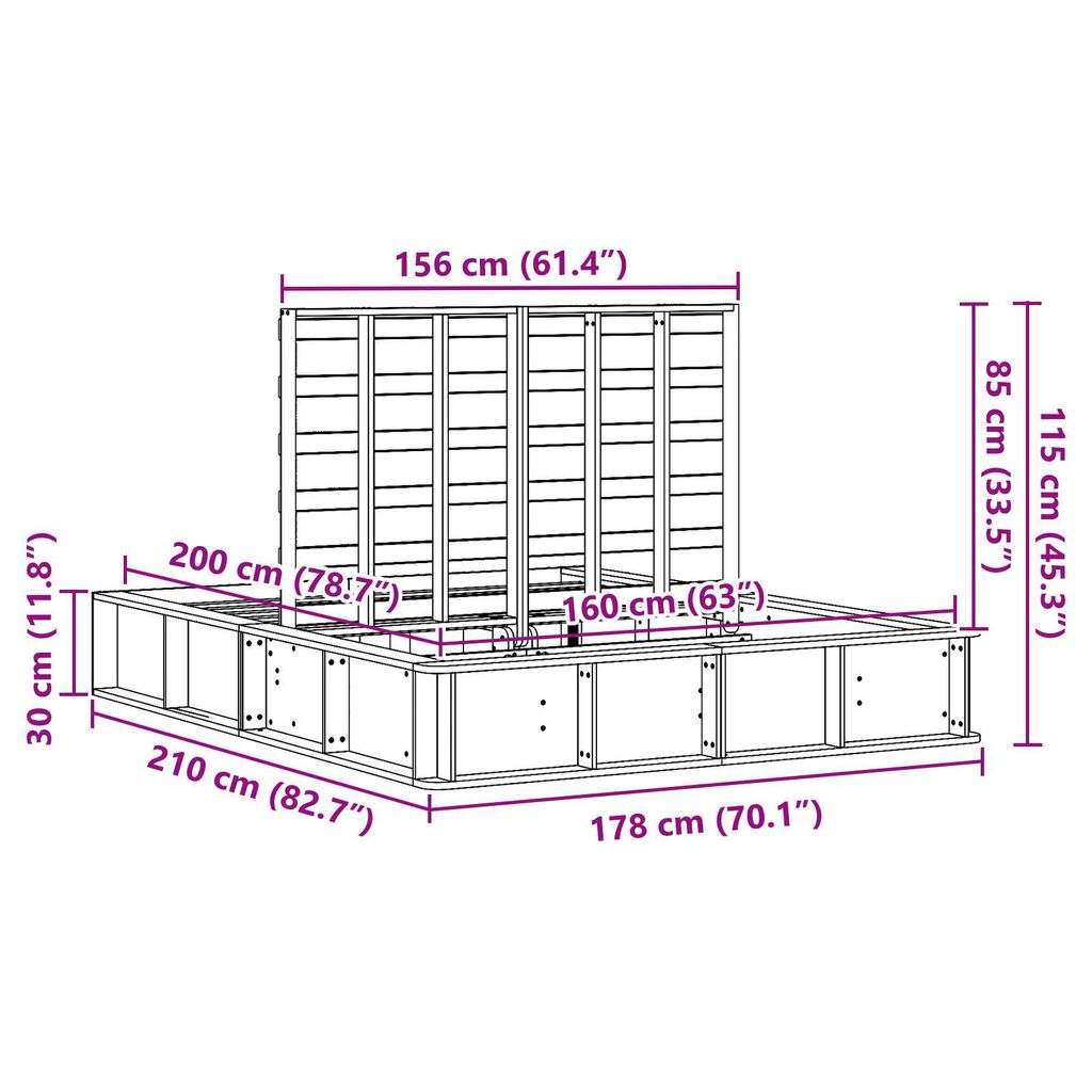 vidaXL Κρεβάτι με Αποθηκευτικό Χώρο Λευκό, 160 x 200 cm, Στερεό Πεύκο.