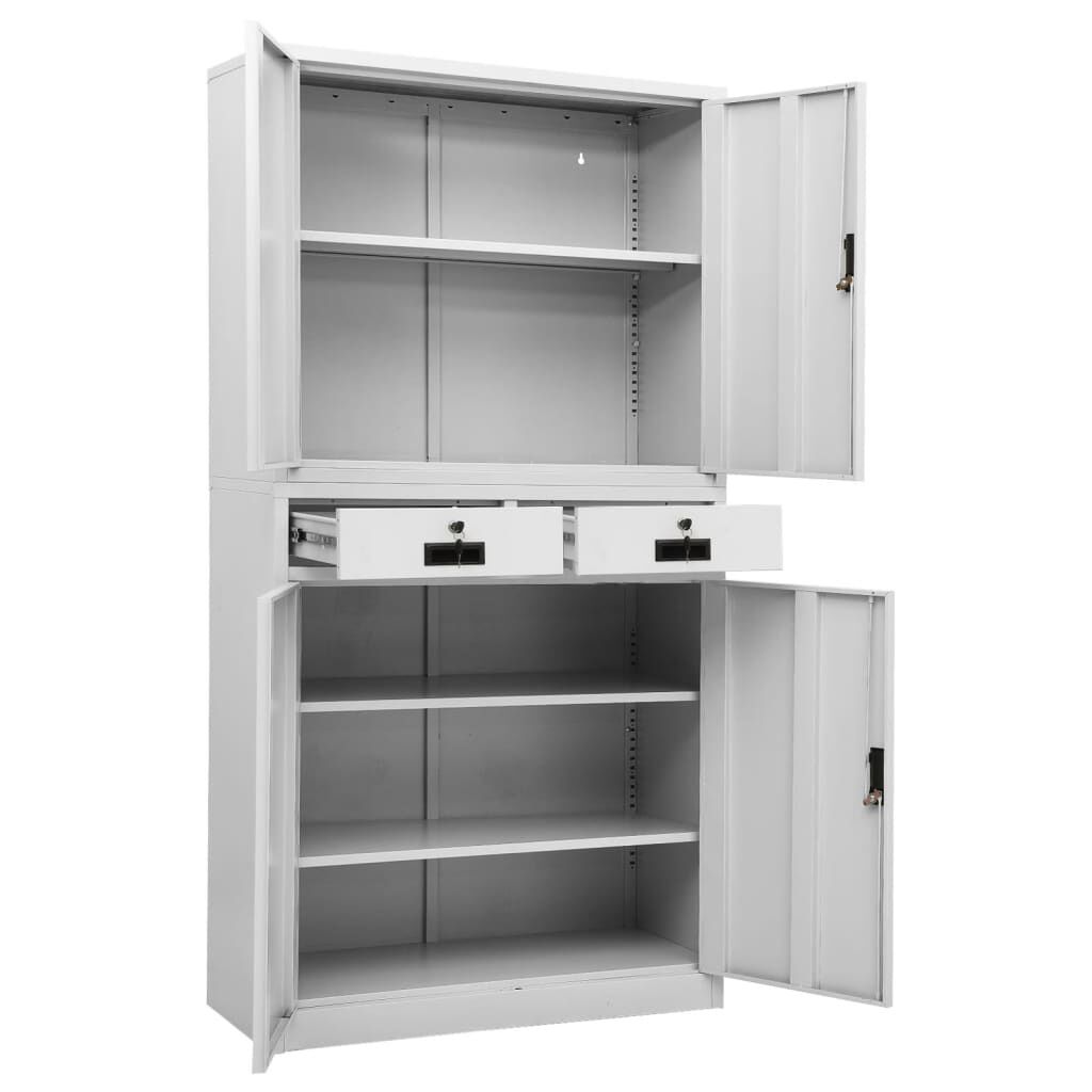 vidaXL Ντουλάπα Γραφείου Ανοιχτό Γκρι 90 x 40 x 180 εκ. Ατσάλινη