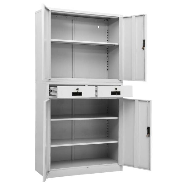 vidaXL Ντουλάπα Γραφείου Ανοιχτό Γκρι 90 x 40 x 180 εκ. Ατσάλινη