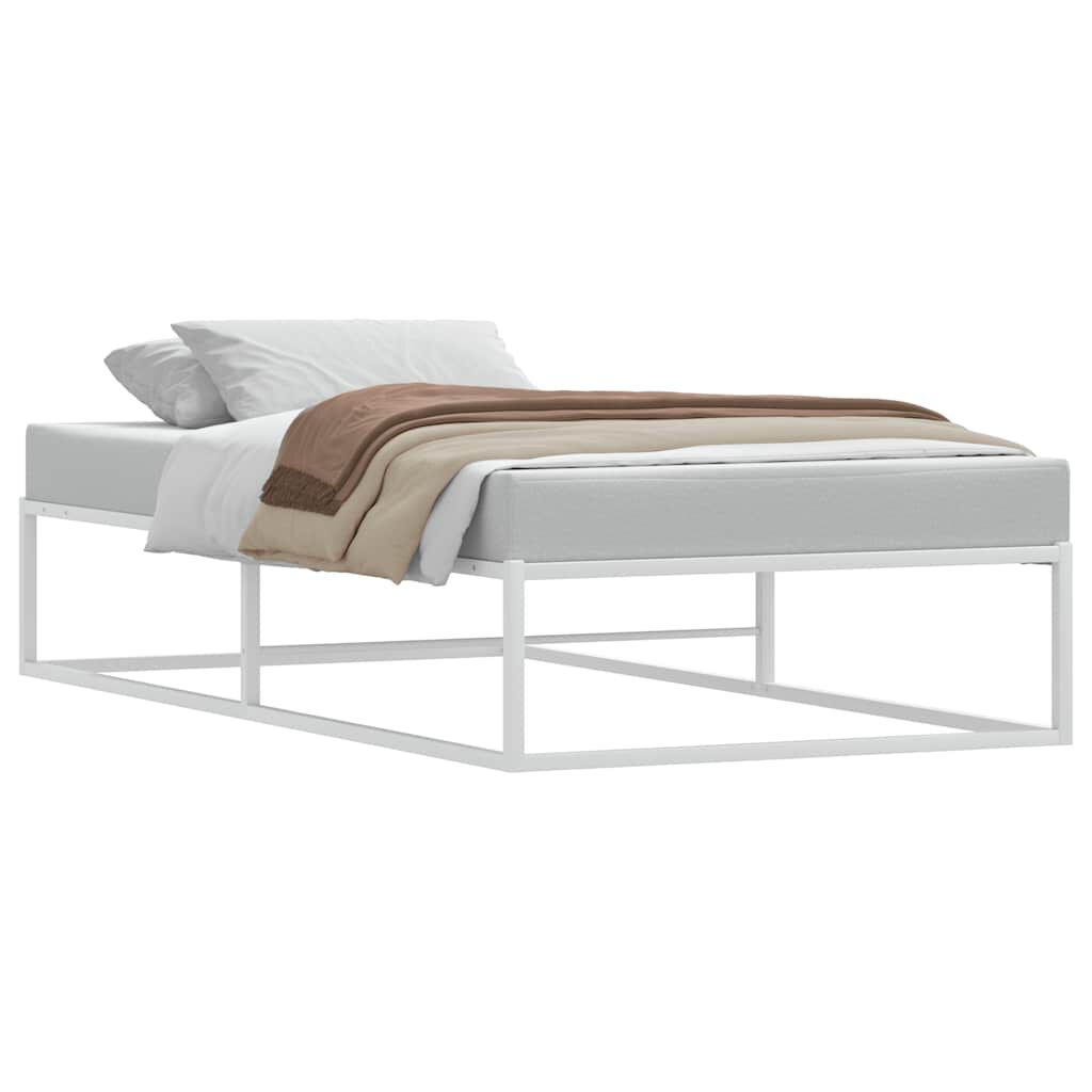 vidaXL Πλαίσιο κρεβατιού χωρίς στρώμα Λευκό 90x200 cm Μεταλλικό