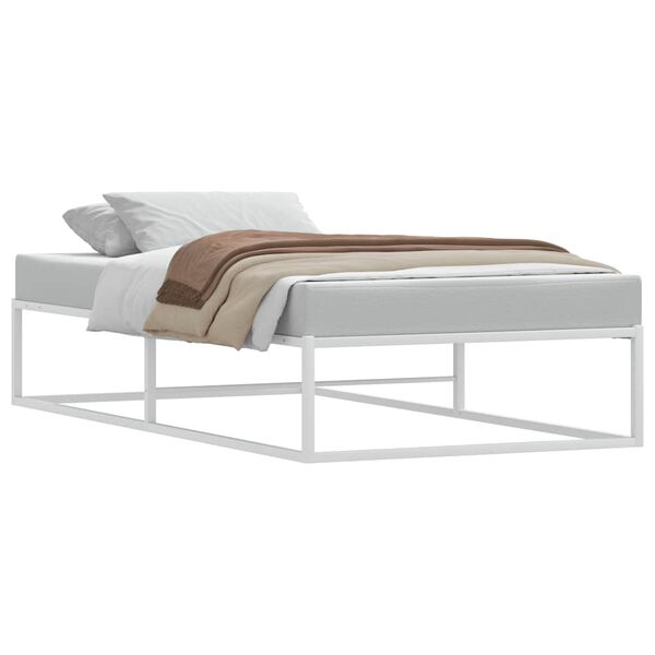 vidaXL Πλαίσιο κρεβατιού χωρίς στρώμα Λευκό 90x200 cm Μεταλλικό