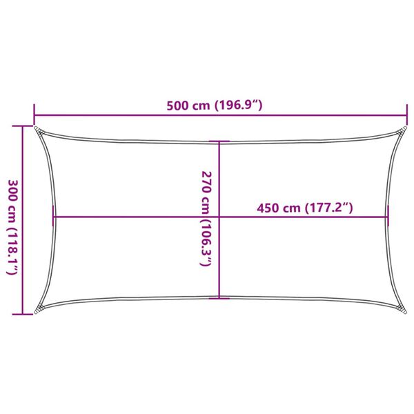 vidaXL Πανί Σκίασης Ορθογώνιο Ανοιχτό Γκρι 3x5 μ. HDPE 160 γρ./μ²