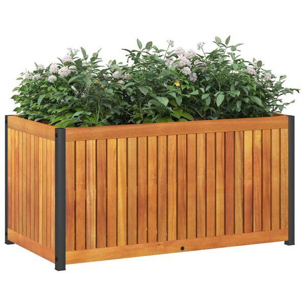 vidaXL Ζαρντινιέρα Κήπου 85x45x44 εκ. Μασίφ Ξύλο Ακακίας/Ατσάλι