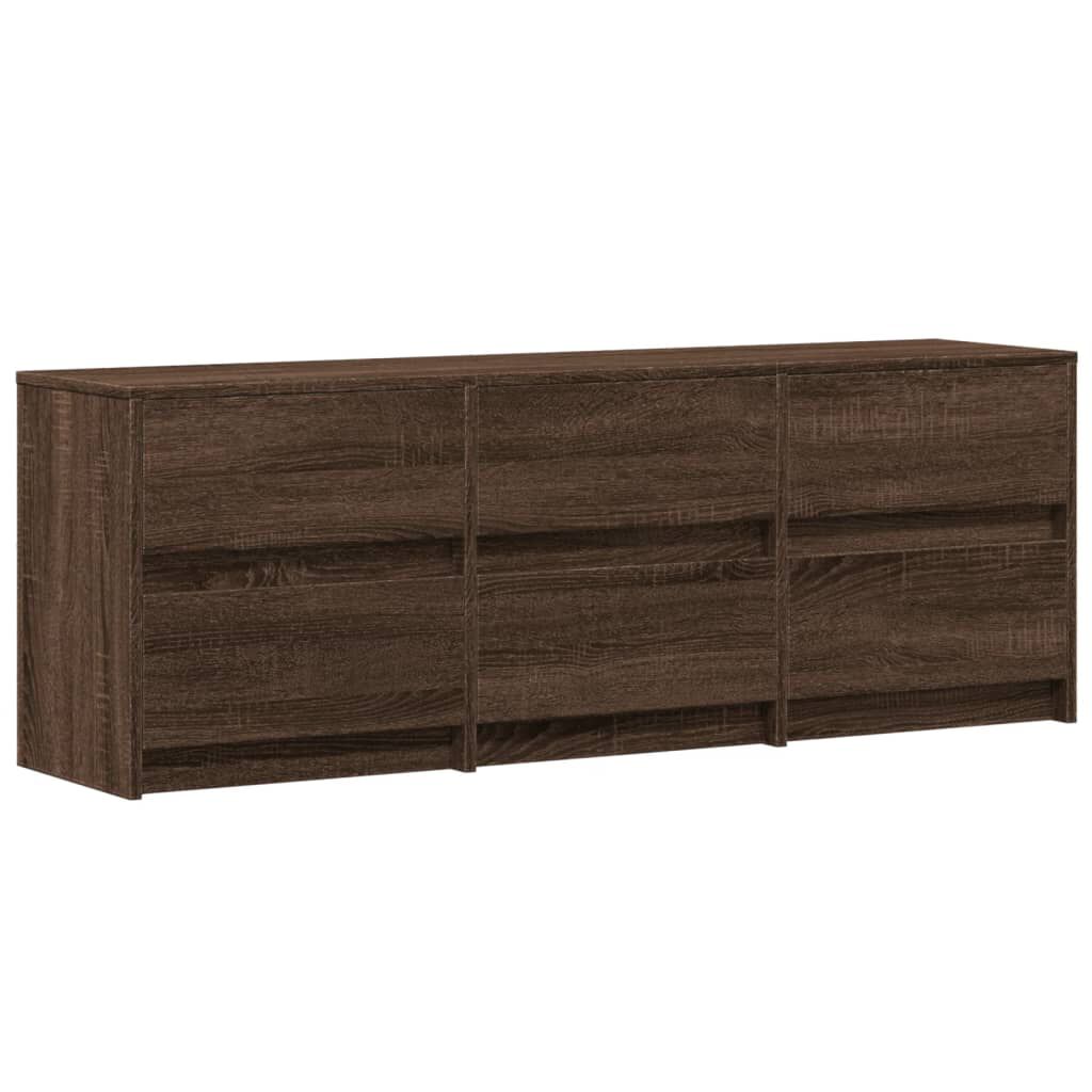 vidaXL Έπιπλο Τηλεόρασης με LED Καφέ Δρυς 140x34x50 εκ. από Επεξ. Ξύλο