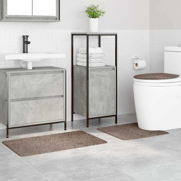 vidaXL Σετ Μάτ Μπάνιου Αντιολισθητικό 3 pcs Καφέ 50 x 50 cm PP