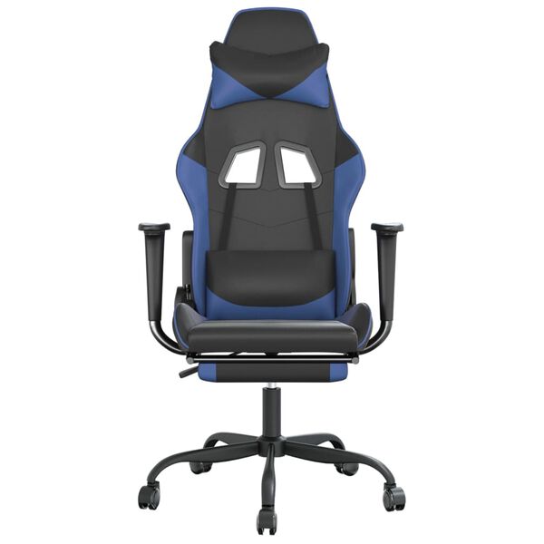 vidaXL Καρέκλα Gaming Μασάζ Υποπόδιο Μαύρο/μπλε από Συνθετικό Δέρμα