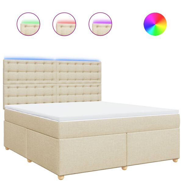 vidaXL &Kappa;&rho;&epsilon;&beta;ά&tau;&iota; Boxspring &mu;&epsilon; &Sigma;&tau;&rho;ώ&mu;&alpha; &Kappa;&rho;&epsilon;&mu; 180x200 &epsilon;&kappa;. &Upsilon;&phi;&alpha;&sigma;&mu;ά&tau;&iota;&nu;&omicron;