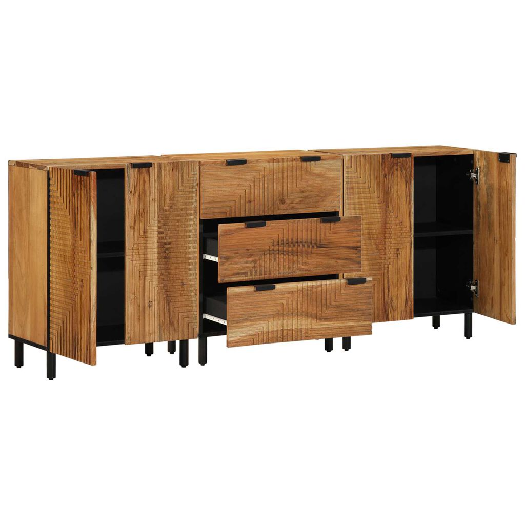 vidaXL Πλαϊνό Γραφείο 3 pcs Καφέ 60 x 33 x 75 cm Μασίφ ξύλο ακακίας