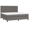 vidaXL Κρεβάτι Boxspring με Στρώμα Γκρι 200x200 εκ. Συνθετικό Δέρμα