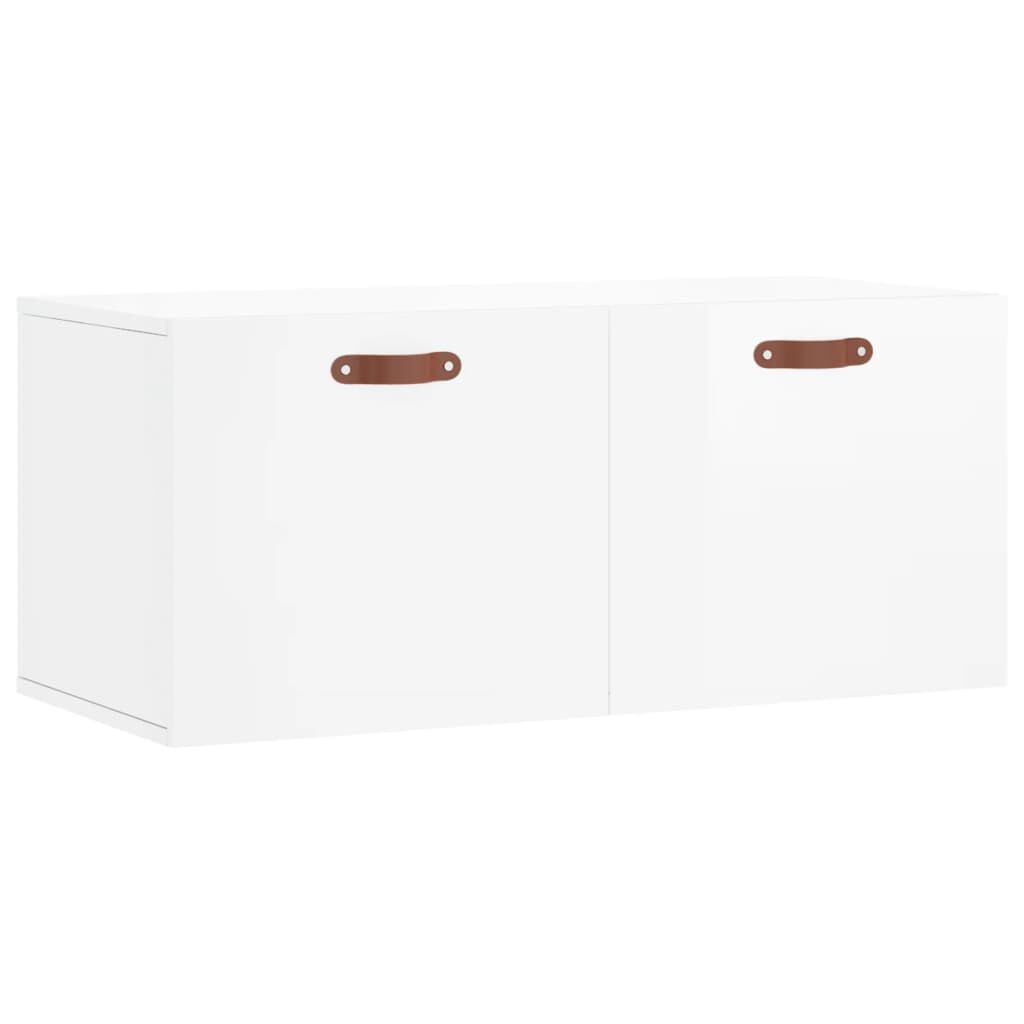 vidaXL Ντουλάπι Τοίχου Γυαλιστερό Λευκό 80x36,5x35 εκ. Επεξεργ. Ξύλο