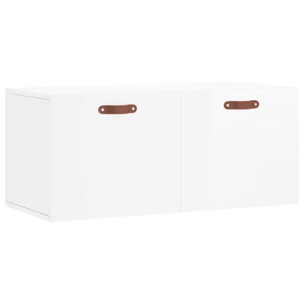 vidaXL Ντουλάπι Τοίχου Γυαλιστερό Λευκό 80x36,5x35 εκ. Επεξεργ. Ξύλο