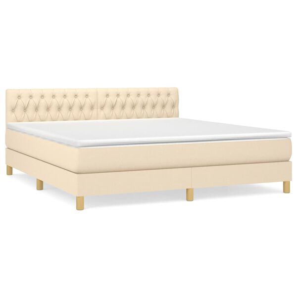 vidaXL &Kappa;&rho;&epsilon;&beta;ά&tau;&iota; Boxspring &mu;&epsilon; &Sigma;&tau;&rho;ώ&mu;&alpha; &Kappa;&rho;&epsilon;&mu; 180x200 &epsilon;&kappa;. &Upsilon;&phi;&alpha;&sigma;&mu;ά&tau;&iota;&nu;&omicron;