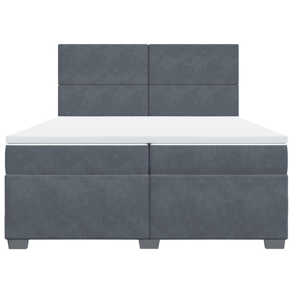 vidaXL Κρεβάτι Boxspring με Στρώμα Σκούρο Γκρι 200x200 εκ. Βελούδινο