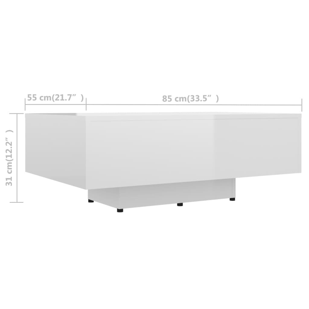vidaXL Τραπεζάκι Σαλονιού Γυαλιστερό Λευκό 85x55x31 εκ. Επεξ. Ξύλο