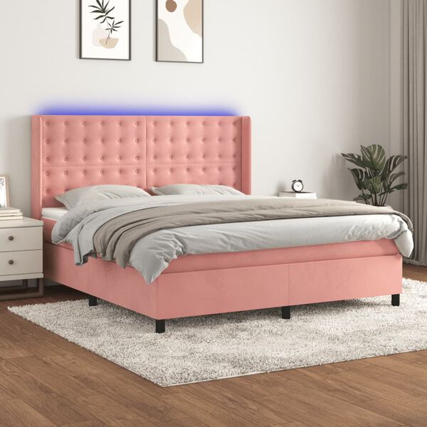 vidaXL &Kappa;&rho;&epsilon;&beta;ά&tau;&iota; Boxspring &mu;&epsilon; &Sigma;&tau;&rho;ώ&mu;&alpha; & LED &Rho;&omicron;&zeta; 180x200 &epsilon;&kappa;. &Beta;&epsilon;&lambda;&omicron;ύ&delta;&iota;&nu;&omicron;