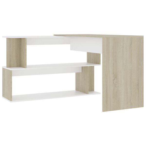 vidaXL Γραφείο Γωνιακό Λευκό/Sonoma Δρυς 200 x 50 x 76 εκ. Επεξ. Ξύλο