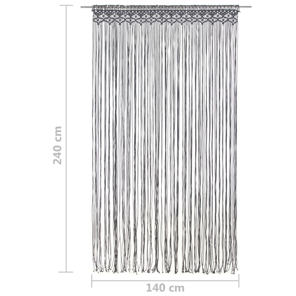 vidaXL Κουρτίνα Μακραμέ Ανθρακί 140 x 240 εκ. Βαμβακερή