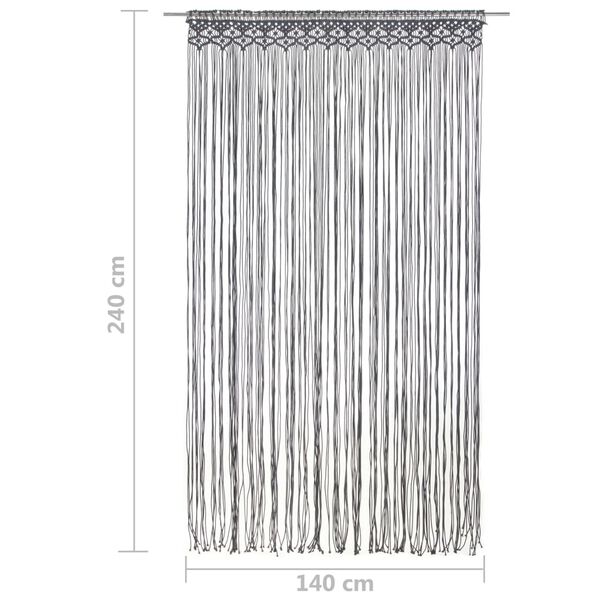 vidaXL Κουρτίνα Μακραμέ Ανθρακί 140 x 240 εκ. Βαμβακερή