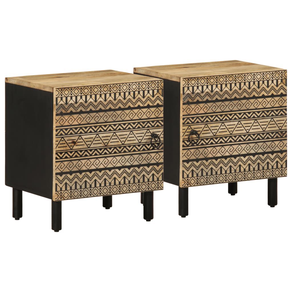 vidaXL Ντουλάπια κρεβατιού 2 τεμάχια Μαύρο 40x33,5x46 cm
