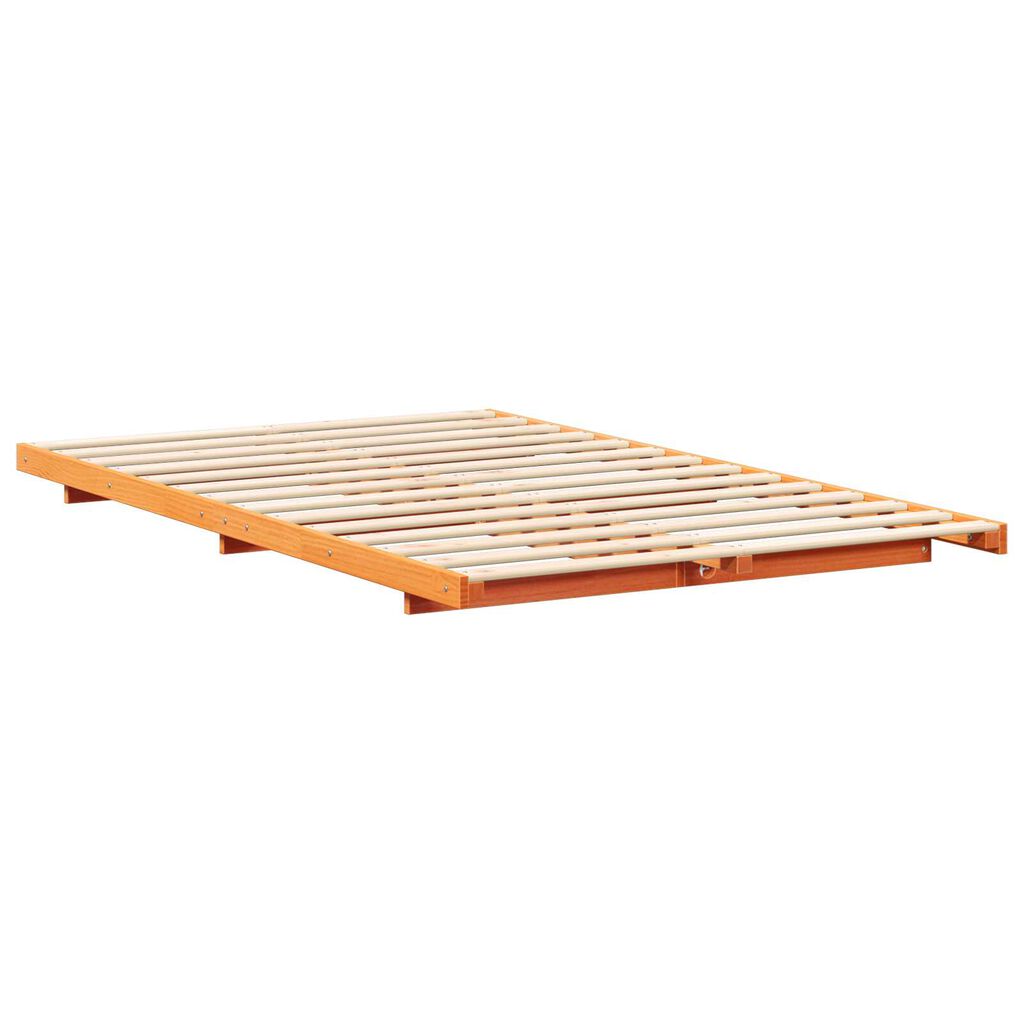vidaXL Κρεβάτι δαπέδου Καφέ κεριού 120 x 200 cm Μασίφ ξύλο πεύκου