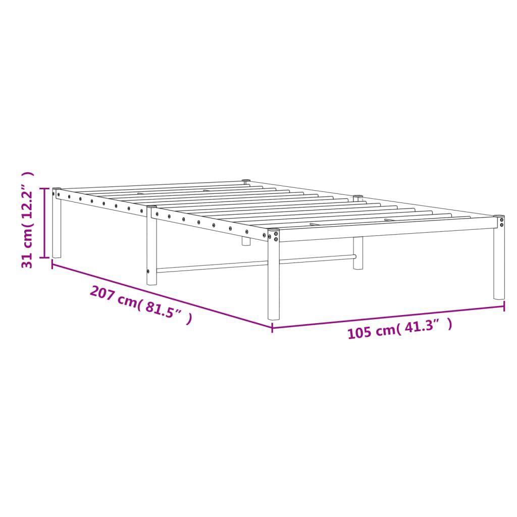vidaXL Πλαίσιο Κρεβατιού Μαύρο 100 x 200 εκ. Μεταλλικό