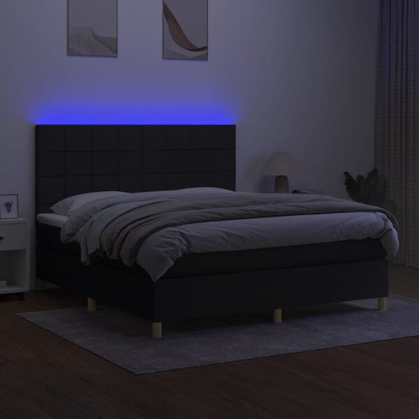 vidaXL &Kappa;&rho;&epsilon;&beta;ά&tau;&iota; Boxspring &mu;&epsilon; &Sigma;&tau;&rho;ώ&mu;&alpha; & LED &Mu;&alpha;ύ&rho;&omicron; 180x200 &epsilon;&kappa;. &Upsilon;&phi;&alpha;&sigma;&mu;ά&tau;&iota;&nu;&omicron;
