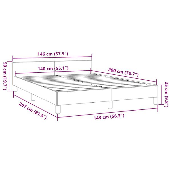 vidaXL Σκελετός Κρεβατιού Χωρίς Στρώμα Κρεμ 140x200 εκ.Υφασμάτινο