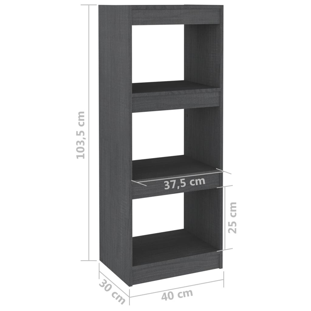 vidaXL Βιβλιοθήκη/Διαχωριστικό Χώρου Γκρι 40x30x103,5 εκ. Ξύλο Πεύκου