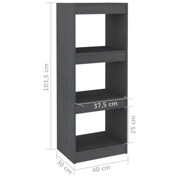 vidaXL Βιβλιοθήκη/Διαχωριστικό Χώρου Γκρι 40x30x103,5 εκ. Ξύλο Πεύκου