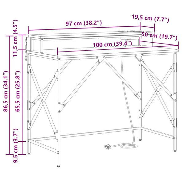 vidaXL Γραφείο Sonoma Δρυς 100 x 50 x 86.5 εκ Επεξεργασμένο ξύλο