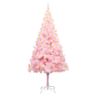 vidaXL Χριστουγεννιάτικο Δέντρο Τεχνητό Μισό Με Βάση Ροζ 210 εκ. PVC