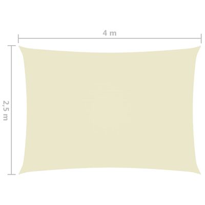 vidaXL Πανί Σκίασης Ορθογώνιο Κρεμ 2,5 x 4 μ. από Ύφασμα Oxford