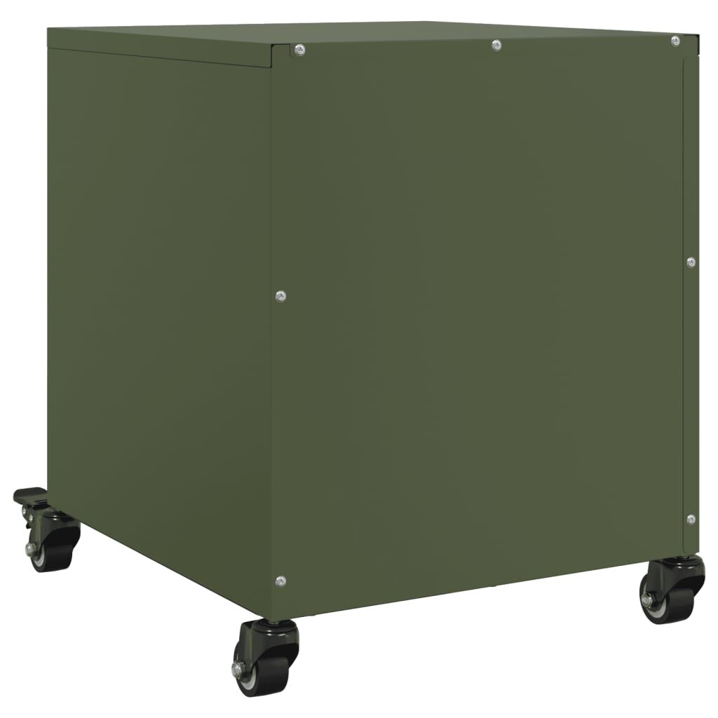 vidaXL Κομοδίνο Πράσινο Λαδί 36x39x43,5 εκ. από Χάλυβα