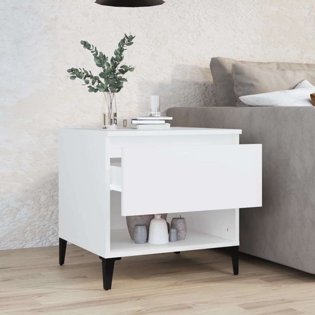 vidaXL Βοηθητικό Τραπέζι Λευκό 50 x 46 x 50 εκ. από Επεξεργασμένο Ξύλο