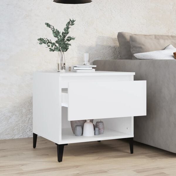 vidaXL Βοηθητικό Τραπέζι Λευκό 50 x 46 x 50 εκ. από Επεξεργασμένο Ξύλο