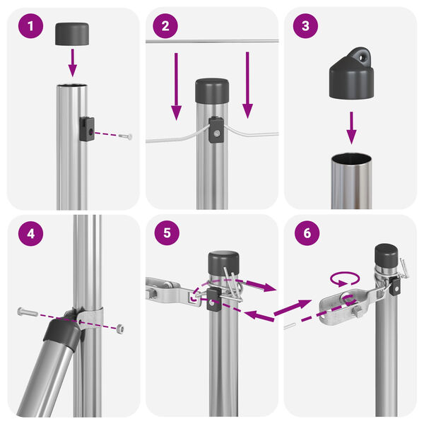 vidaXL Πό posts φράχτη 7 pcs Ασημί Ø32mm 120 εκ Γαλβανισμένος χάλυβας