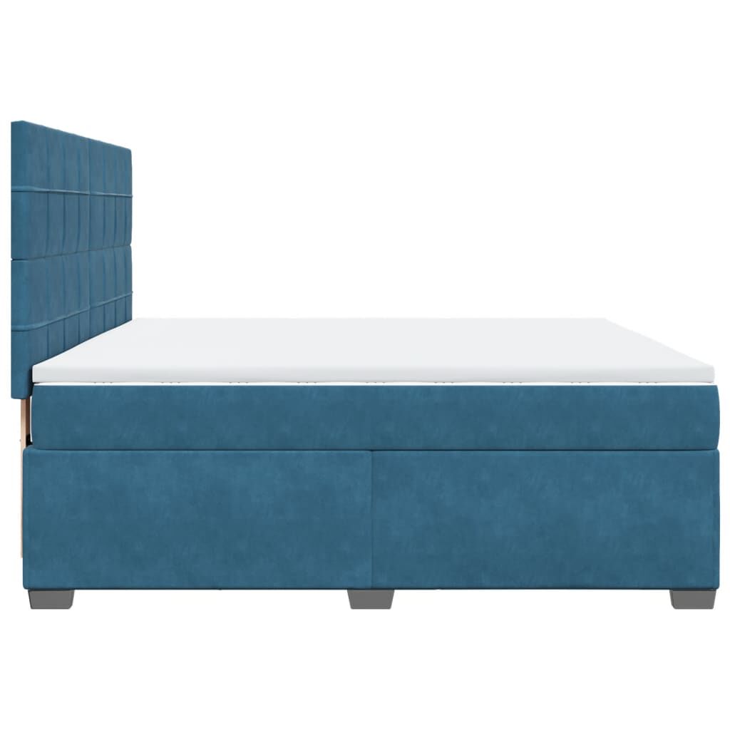 vidaXL Κρεβάτι Boxspring με Στρώμα Μπλε 180x200 εκ. Βελούδινο