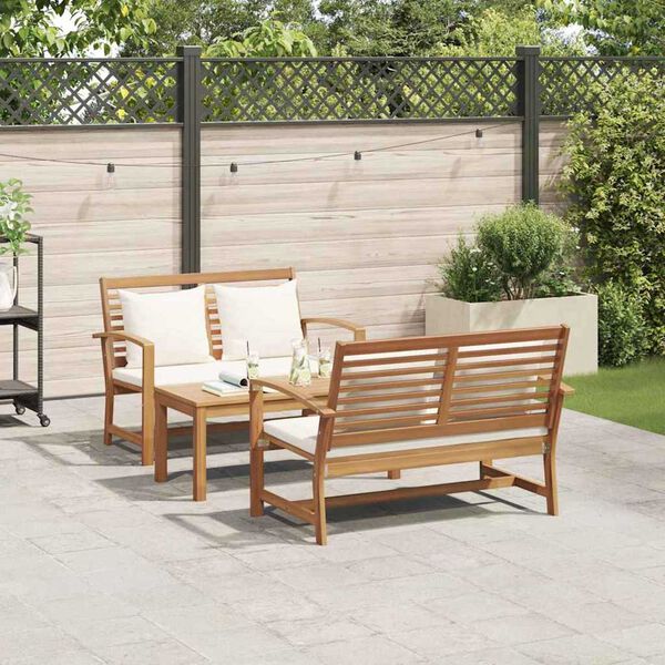 Σετ Καναπέ Κήπου 3 pcs Φυσικό Μασίφ ξύλο teak
