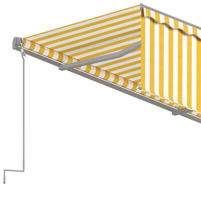 vidaXL Τέντα Συρόμενη Χειροκίνητη με Σκίαστρο Κίτρινο / Λευκό 4 x 3 μ.