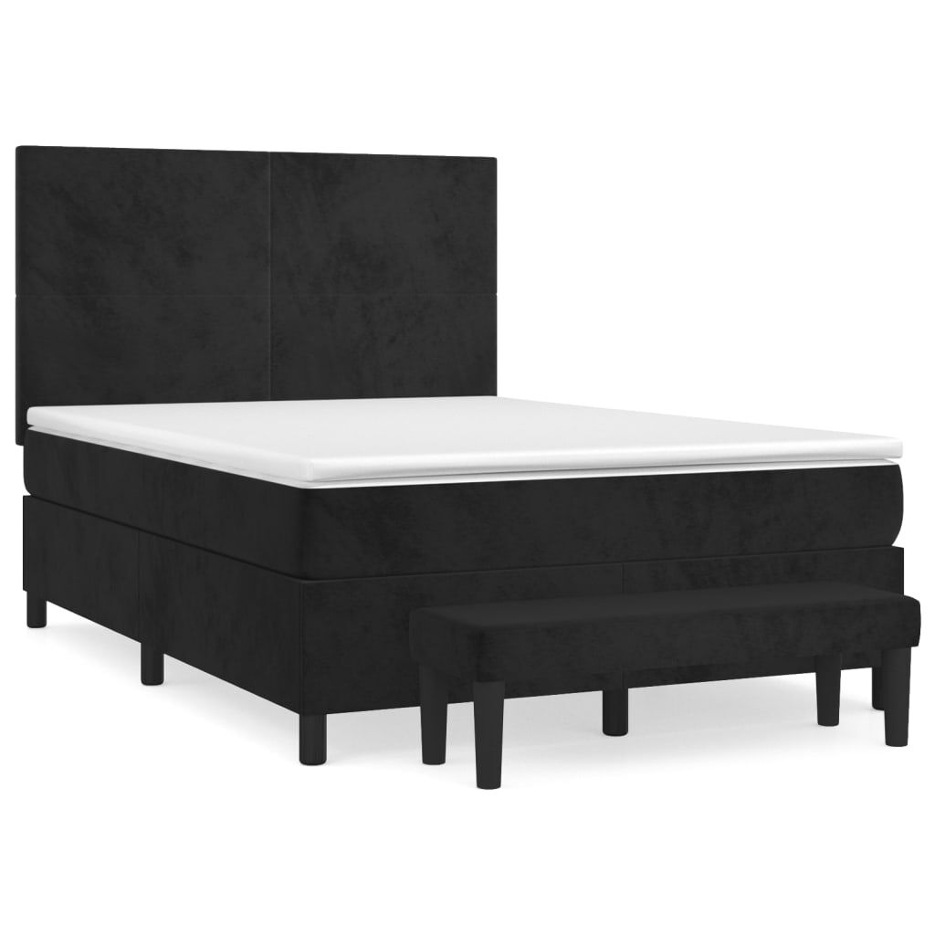 vidaXL Κρεβάτι Boxspring με Στρώμα Μαύρο 140x190 εκ. Βελούδινο