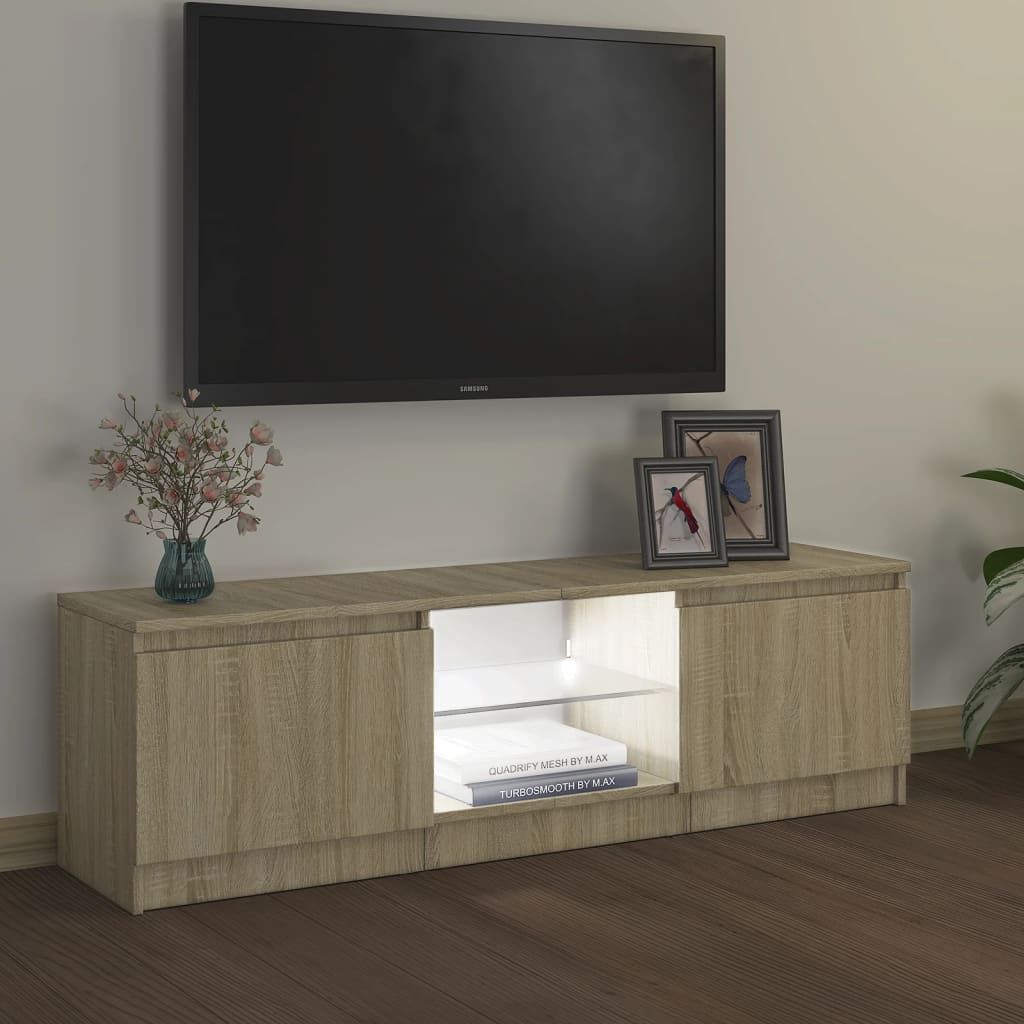 vidaXL Έπιπλο Τηλεόρασης με LED Sonoma Δρυς 120 x 30 x 36 εκ.