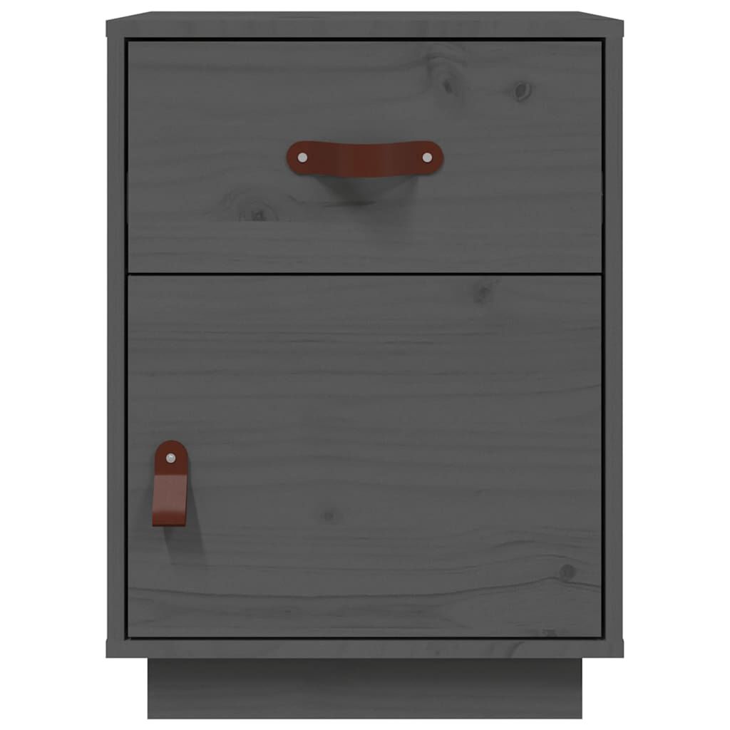 vidaXL Κομοδίνα 2 τεμ. Γκρι 40 x 34 x 55 εκ. από Μασίφ Ξύλο Πεύκου