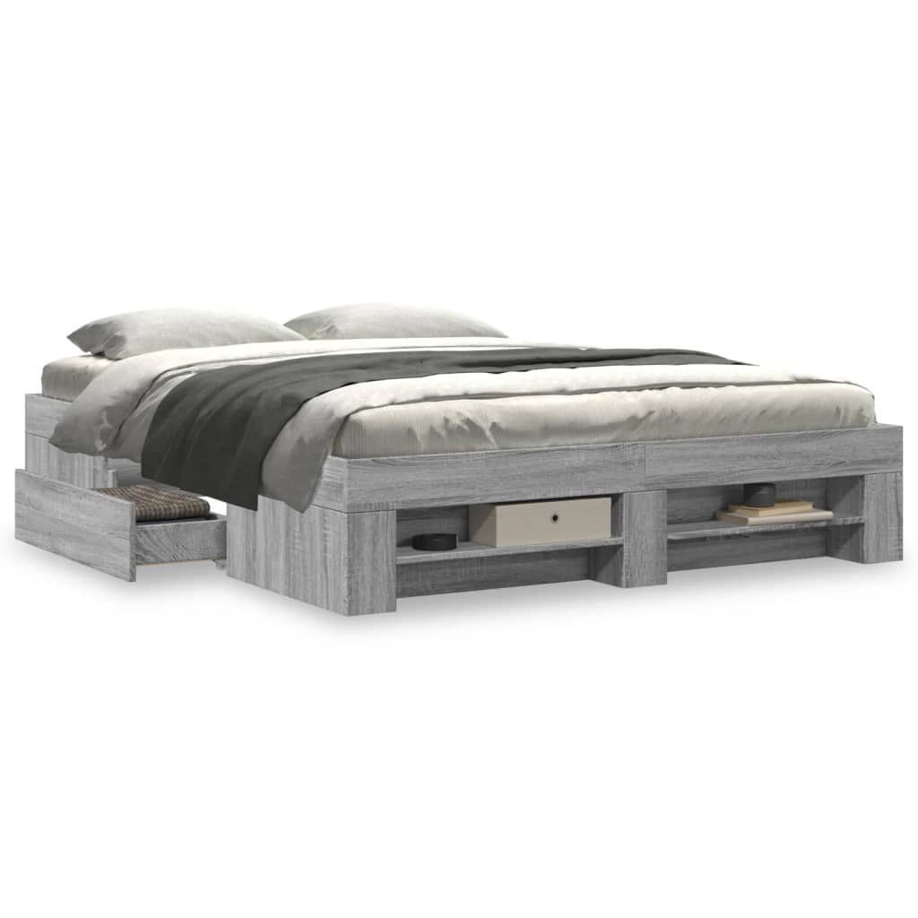 vidaXL Πλαίσιο Κρεβατιού Γκρι Sonoma 150x200 εκ. Επεξεργασμένο Ξύλο