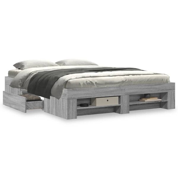 vidaXL Πλαίσιο Κρεβατιού Γκρι Sonoma 150x200 εκ. Επεξεργασμένο Ξύλο