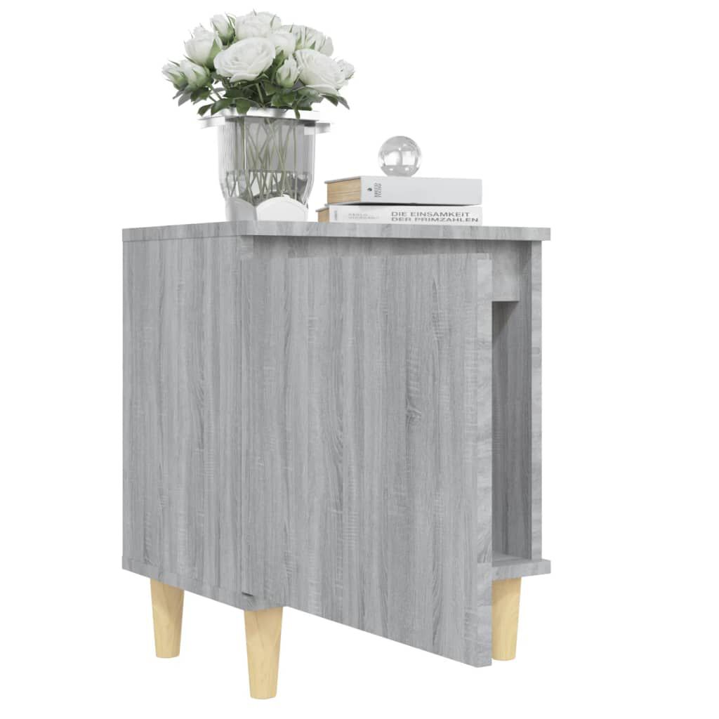 vidaXL Κομοδίνο Γκρι Sonoma 40 x 30 x 50 εκ. με Μασίφ Ξύλινα Πόδια