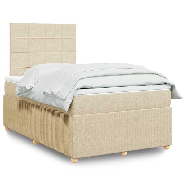 vidaXL Κρεβάτι Boxspring με Στρώμα Κρεμ 120x200 εκ. Υφασμάτινο